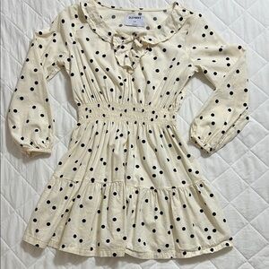 Old Navy Kids Dress in Cream with Black Dots